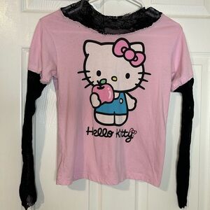 Hello Kitty Pink and Black Long Sleeve Tee
